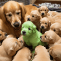 Golden Retriever Gives Birth to Lime Green Puppy