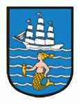 The town's patron, featuring the small-breasted mermaid.