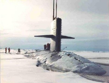 One of the surfaced submarines